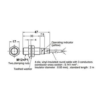 OMRON%20E2B-M12KS04-WP-C1%202M%204mm%20Algılama%20Endüktif%20Sensör