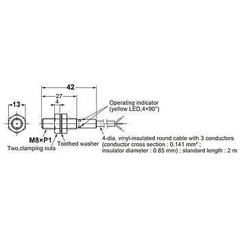 Omron%20E2B-S08KS02-WP-B2%20M8%20PNP/NC%20Endüktif%20Sensör