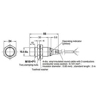 OMRON%20E2B-M18KN16-WP-B1%202M%2016mm%20Algılama%20Endüktif%20Sensör