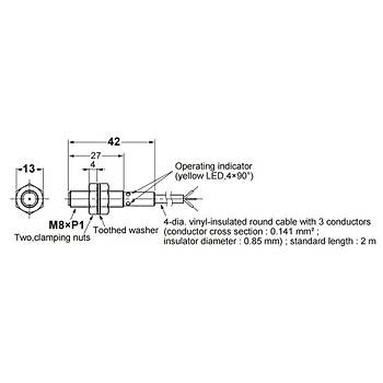 OMRON%20E2B-S08KS02-WP-C1%202M%202mm%20Algılama%20Endüktif%20Sensör