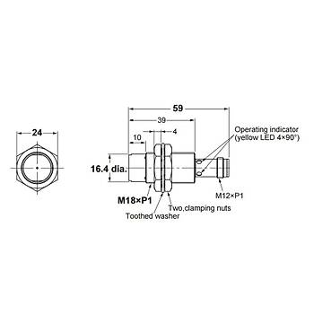 OMRON%20E2B-M18KN16-M1-B1%2016mm%20Algılama%20M12%20Konnektörlü%20Endüktif%20Sensör