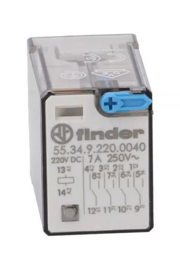 Finder 55.34.9.220.0040 4CO 7A 220V DC Röle Al