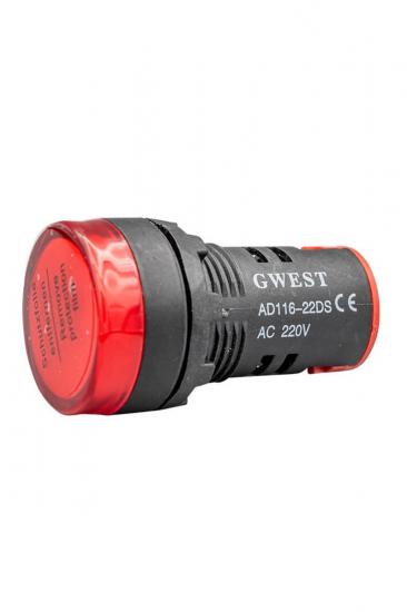 Gwest 22-K 220V 22mm Kırmızı Ledli Sinyal Lambası